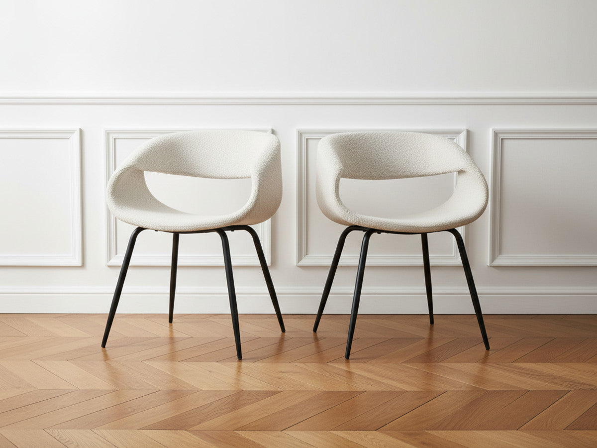 Lot de 2 chaises ISABELLE tissu bouclette