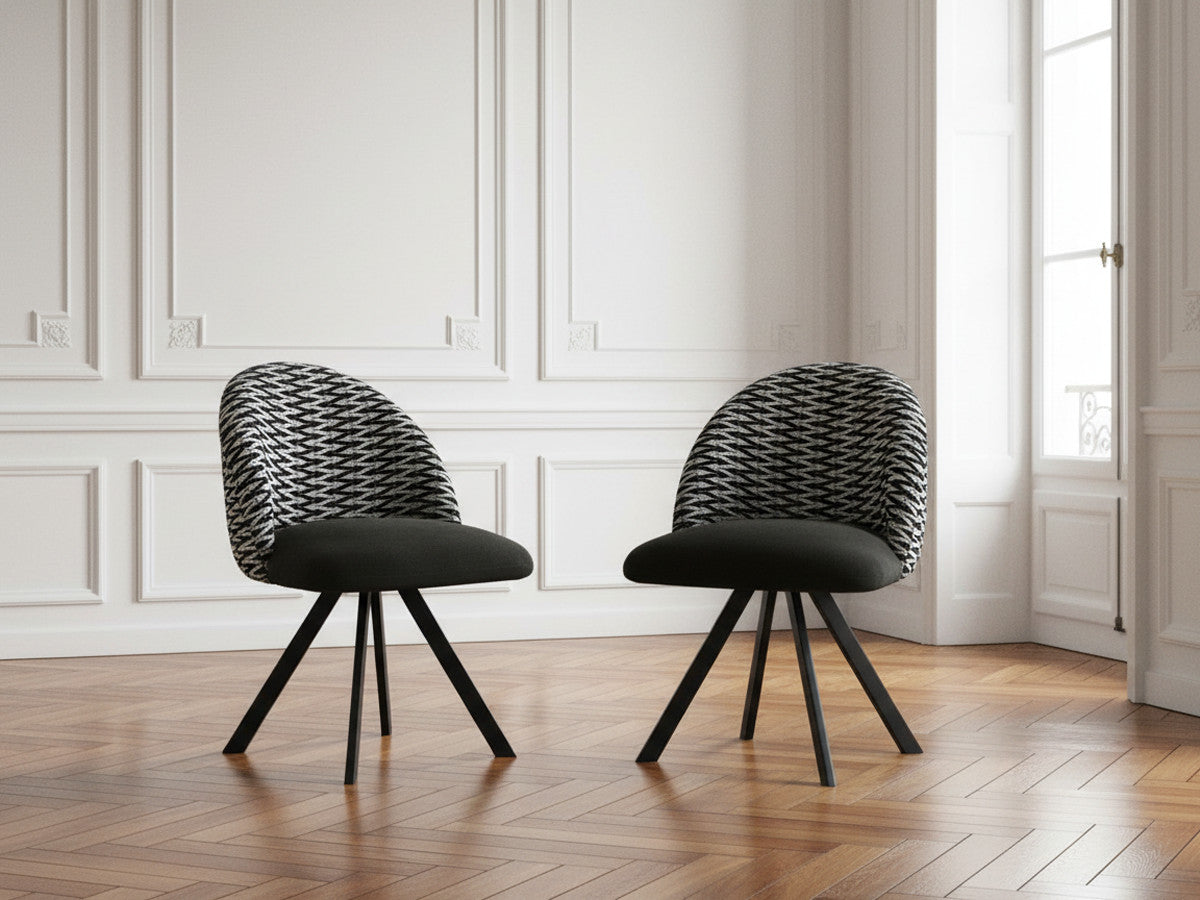 Set van 2 LALIE chenille stoffen stoelen met sterpoten