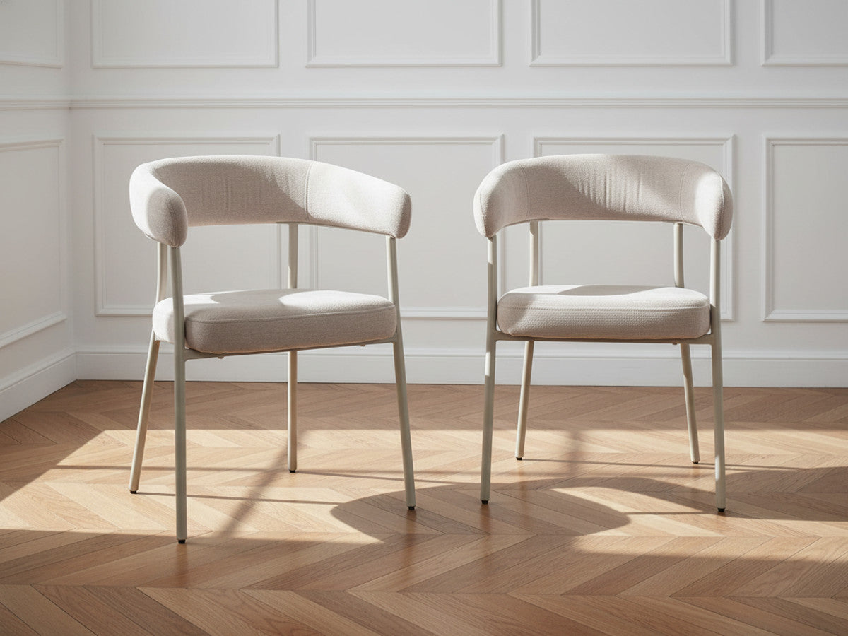 Lot de 2 chaises ROSA tissu velours beige