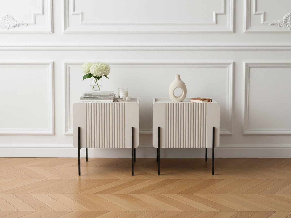 Lot de 2 chevets 1 tiroir MATHILDE pieds noir