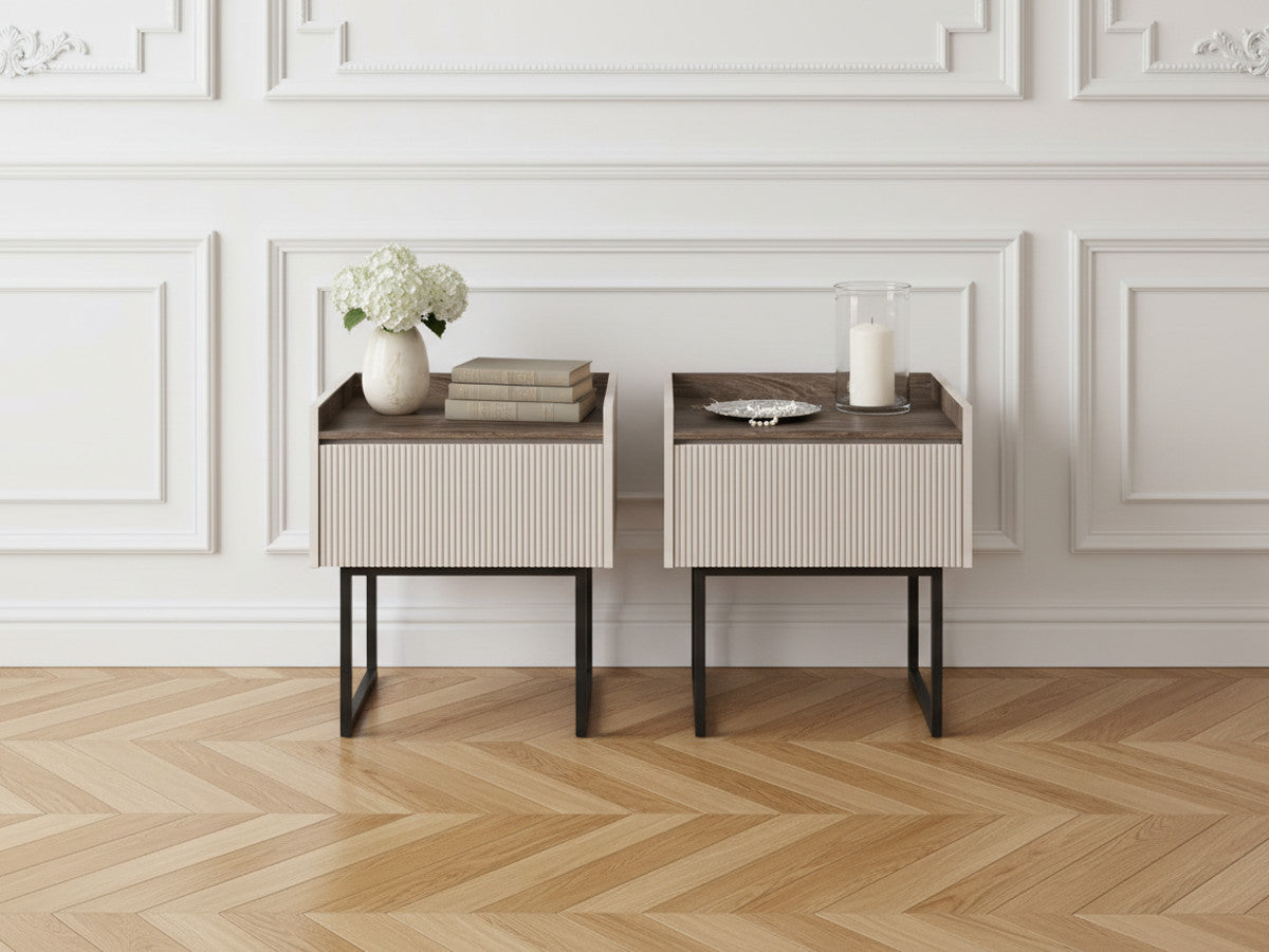 Lot de 2 chevets LOUNA 1 tiroir avec LED