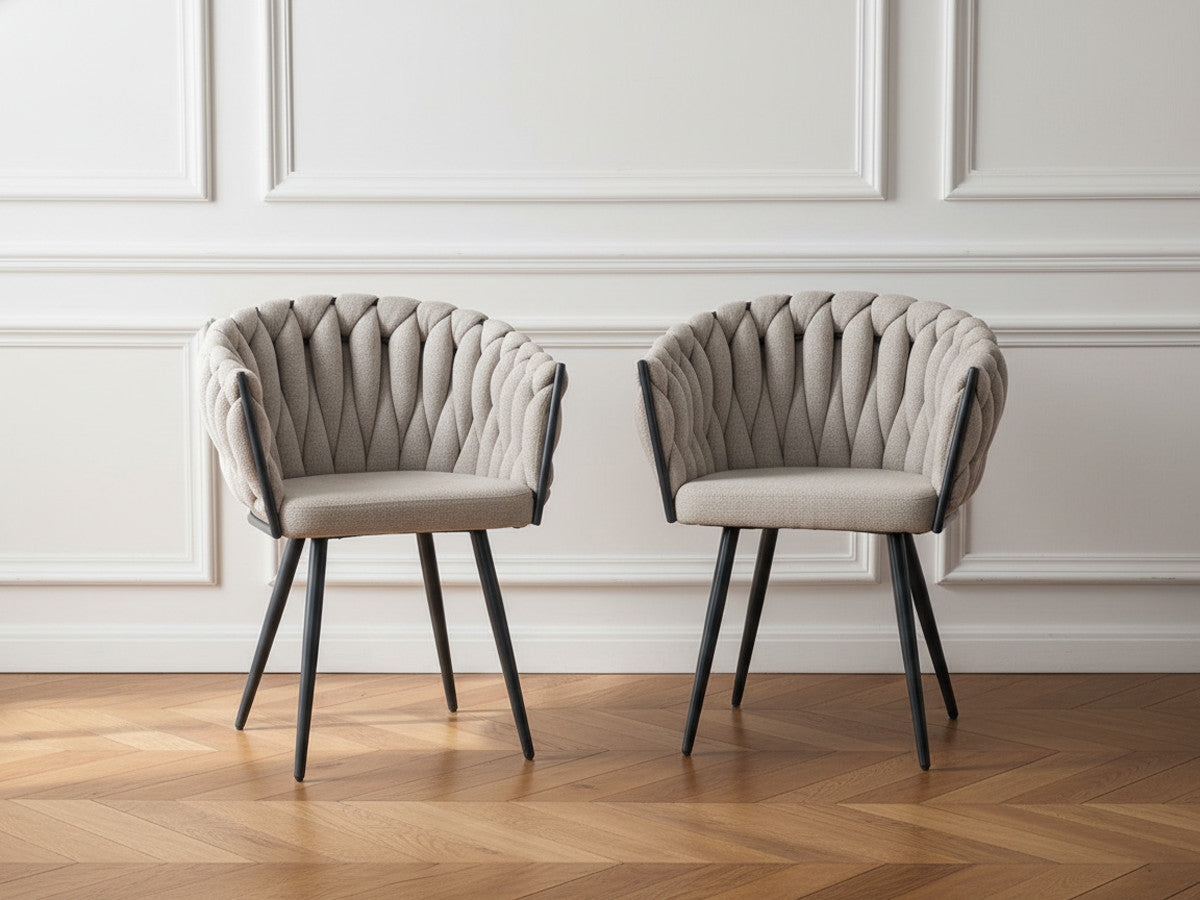 Lot de 2 fauteuils de table CHARLOTTE Tissu texturé