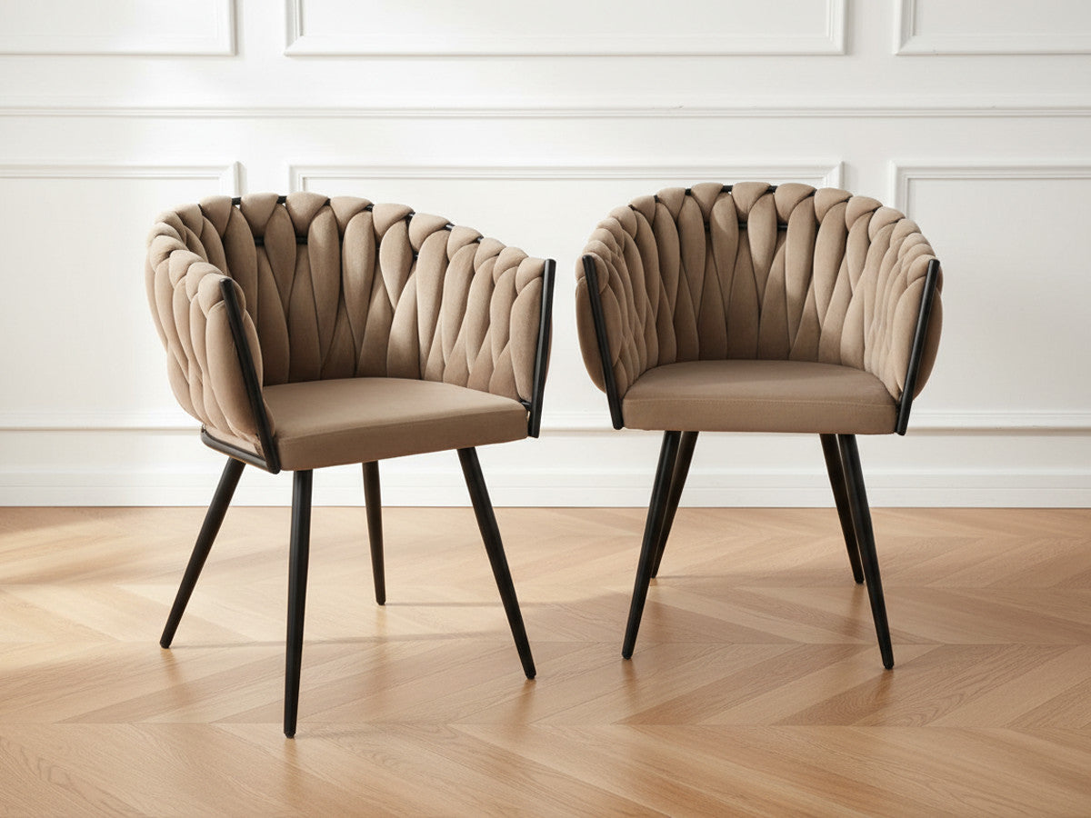 Set van 2 CHARLOTTE tafelfauteuils in fluwelen stof