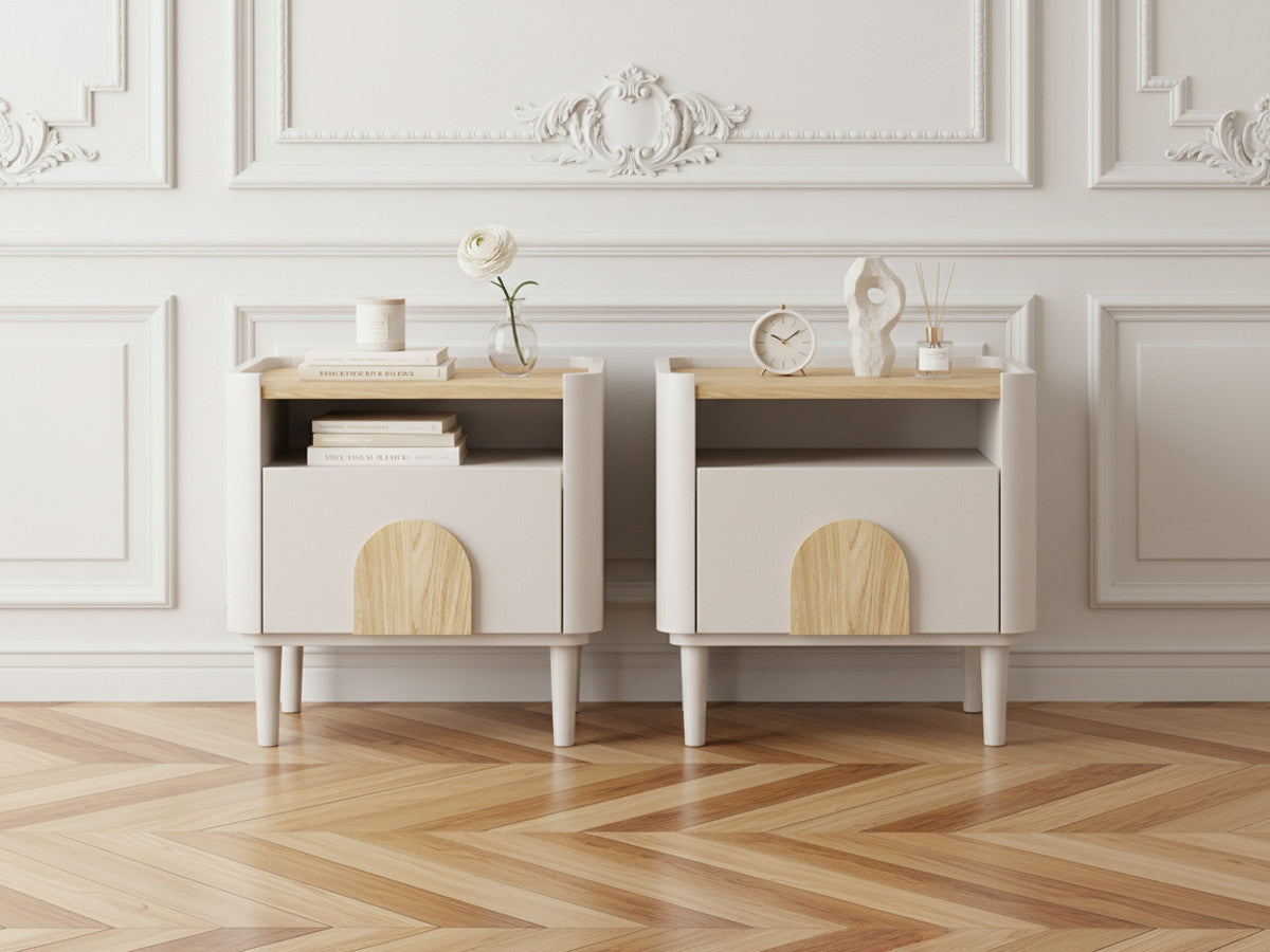 Lot de 2 tables de chevet 1 tiroir ENYRA pieds bois massif