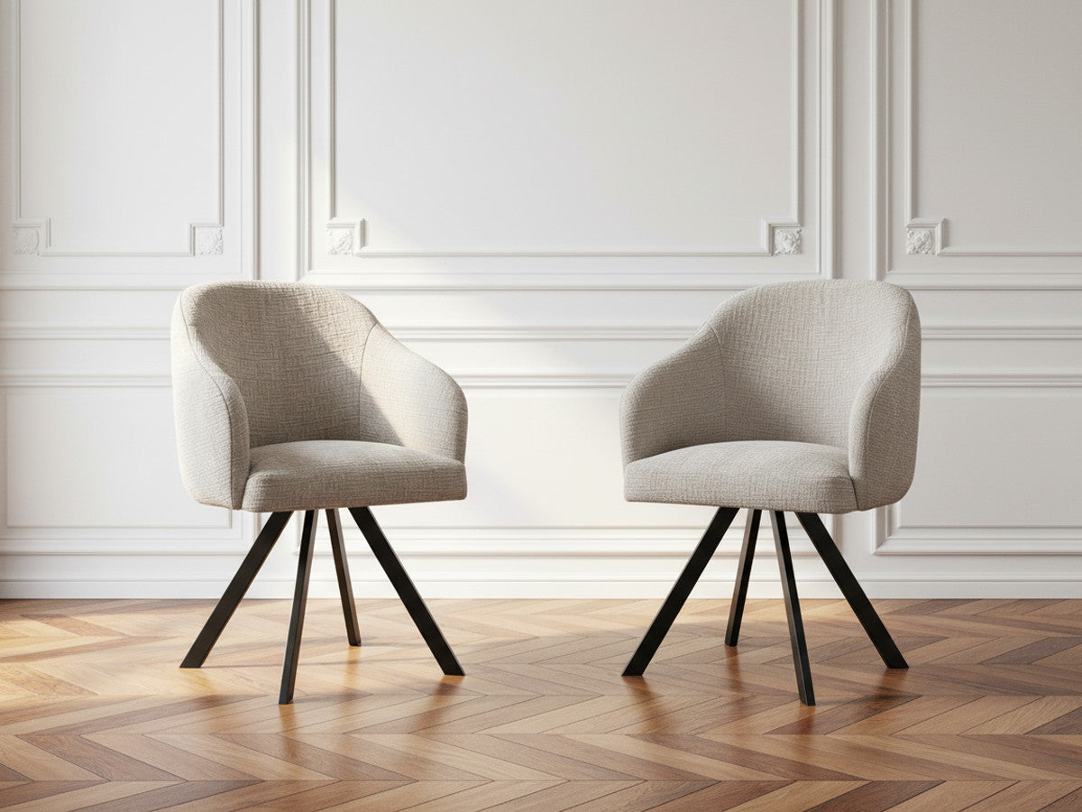 Lot de chaises SOPHIE tissu texturé et pieds étoile