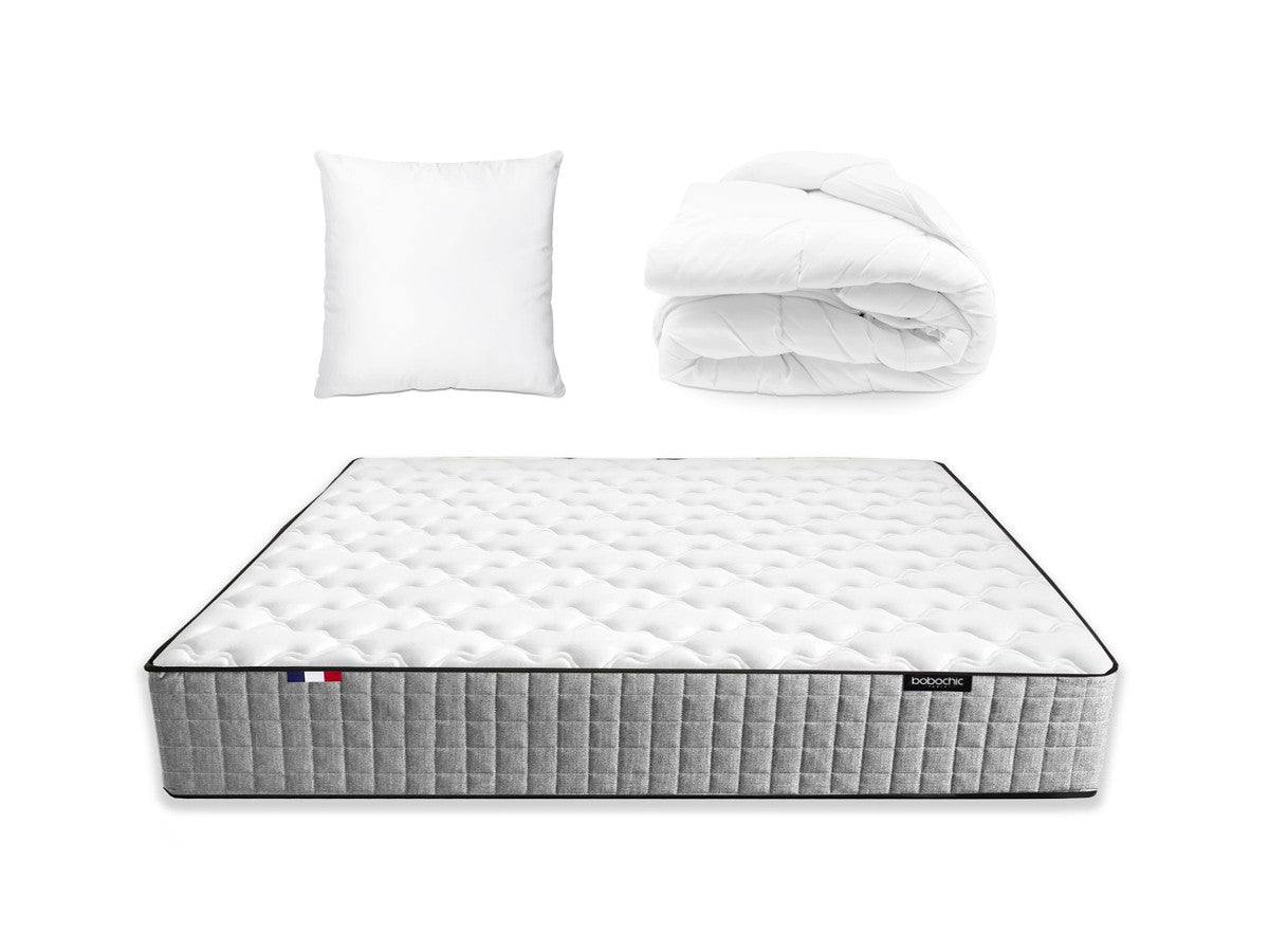 Matelas APOLLINE en 140 x 190 cm, couette chaude en 220 x 240 cm RE-DREAM, deux oreillers RE-DREAM en 60 x 60 cm