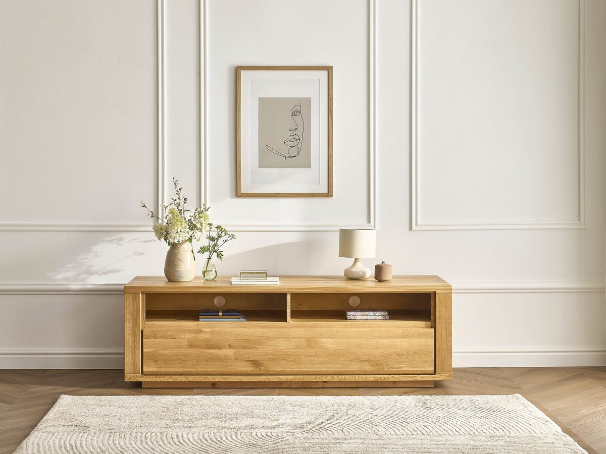 PAUL TV-meubel met 1 lade, 167 cm, massief eiken