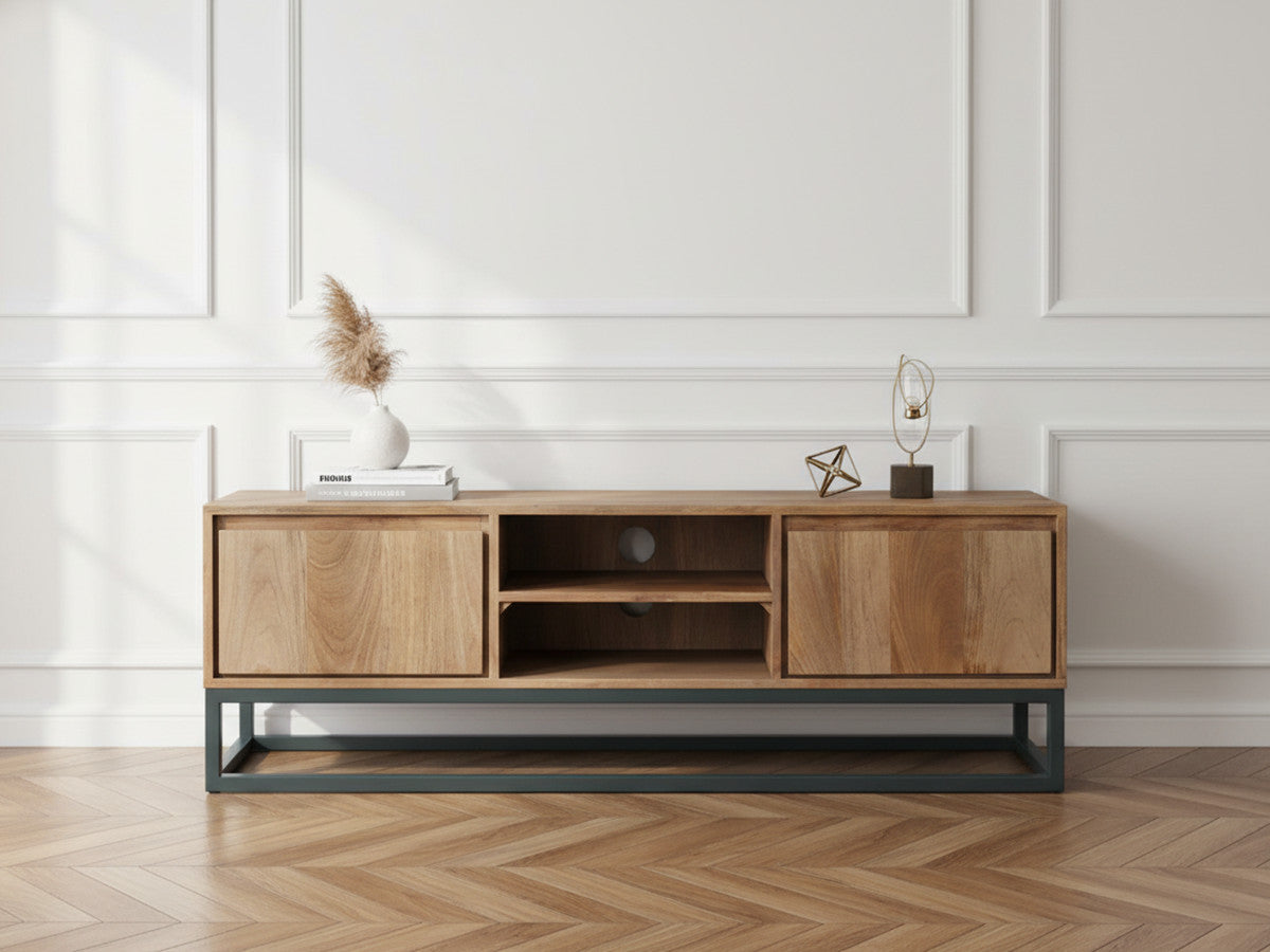 BERGERAC 2-deurs tv-meubel 140 cm massief mangohout