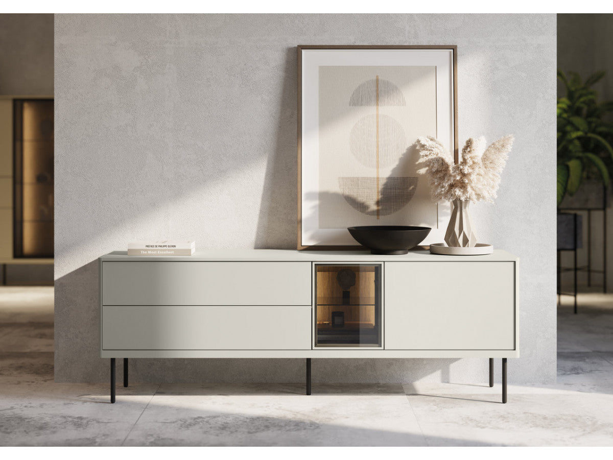 Meuble TV 2 portes 2 tiroirs 161 cm ESPERA avec LEDS