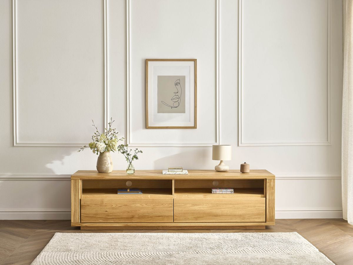 PAUL 2-laden tv-meubel 200 cm massief eiken