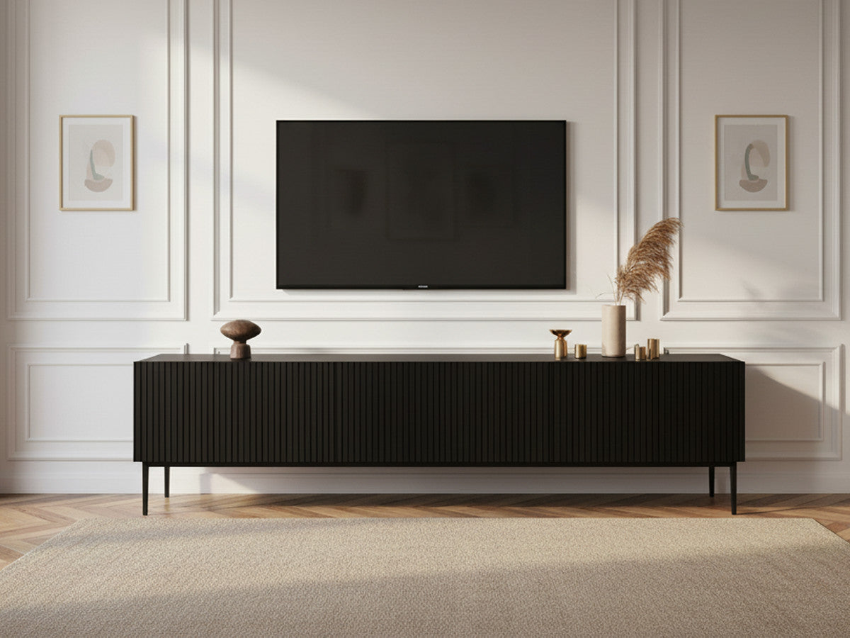 Meuble TV 200 cm KASHA Pieds noir