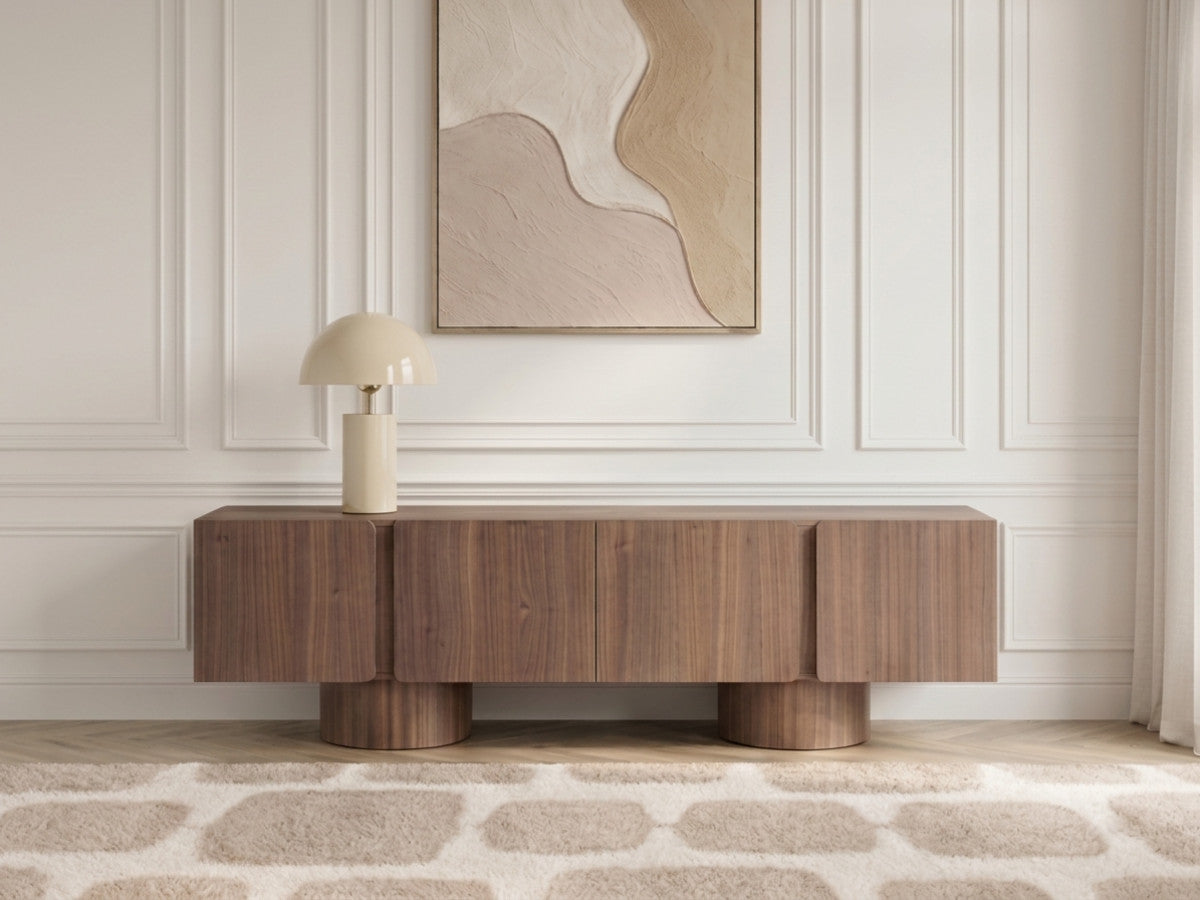 Tv-meubel 4 deuren 174 cm BOURBON massief walnoot fineer
