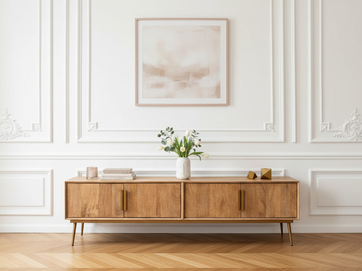 BRUGES 4-deurs tv-meubel 180 cm massief mangohout