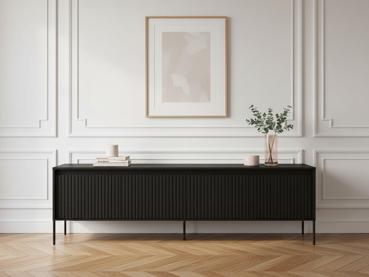 LENARA 4-deurs tv-meubel 193 cm met lamellen en led's