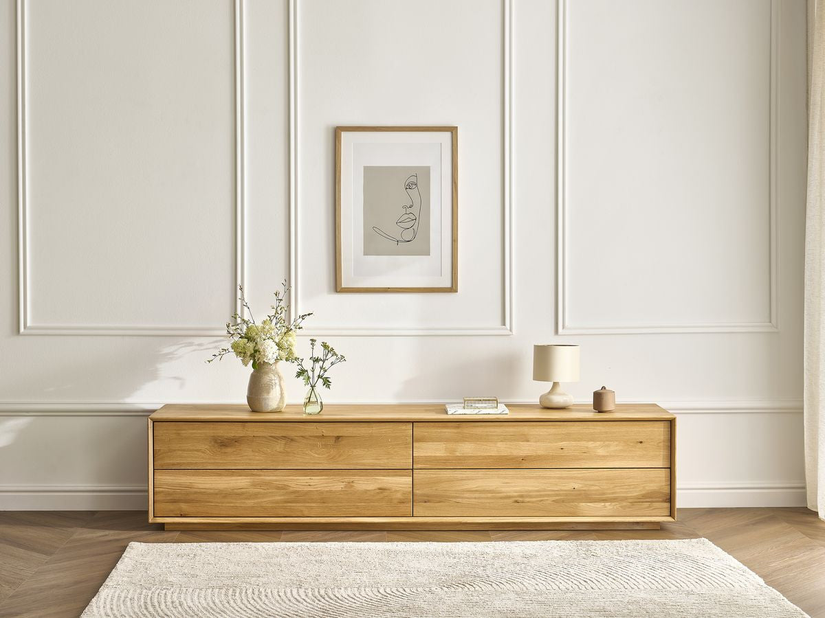 VICTORIA 4-laden tv-meubel 218 cm massief eiken