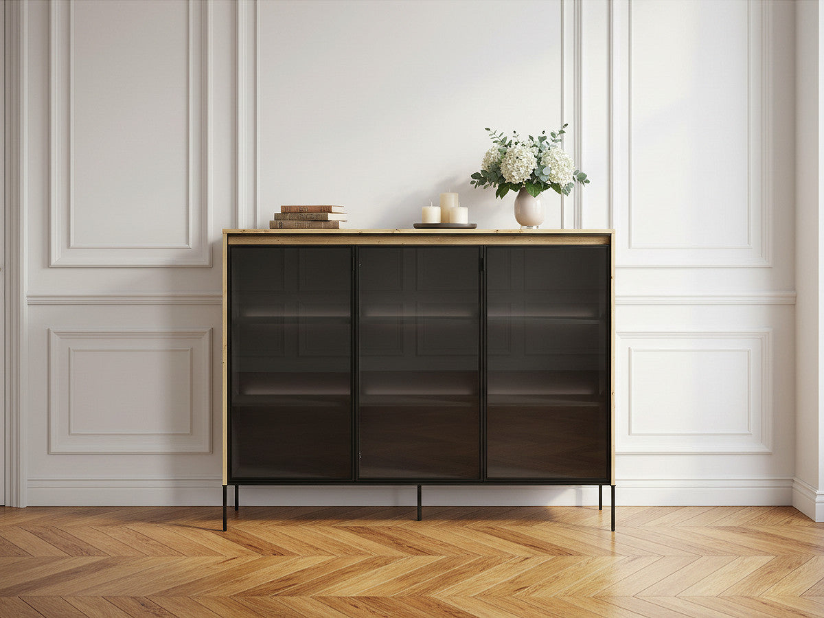 Meuble vitrine H.118 cm LENARA avec LED