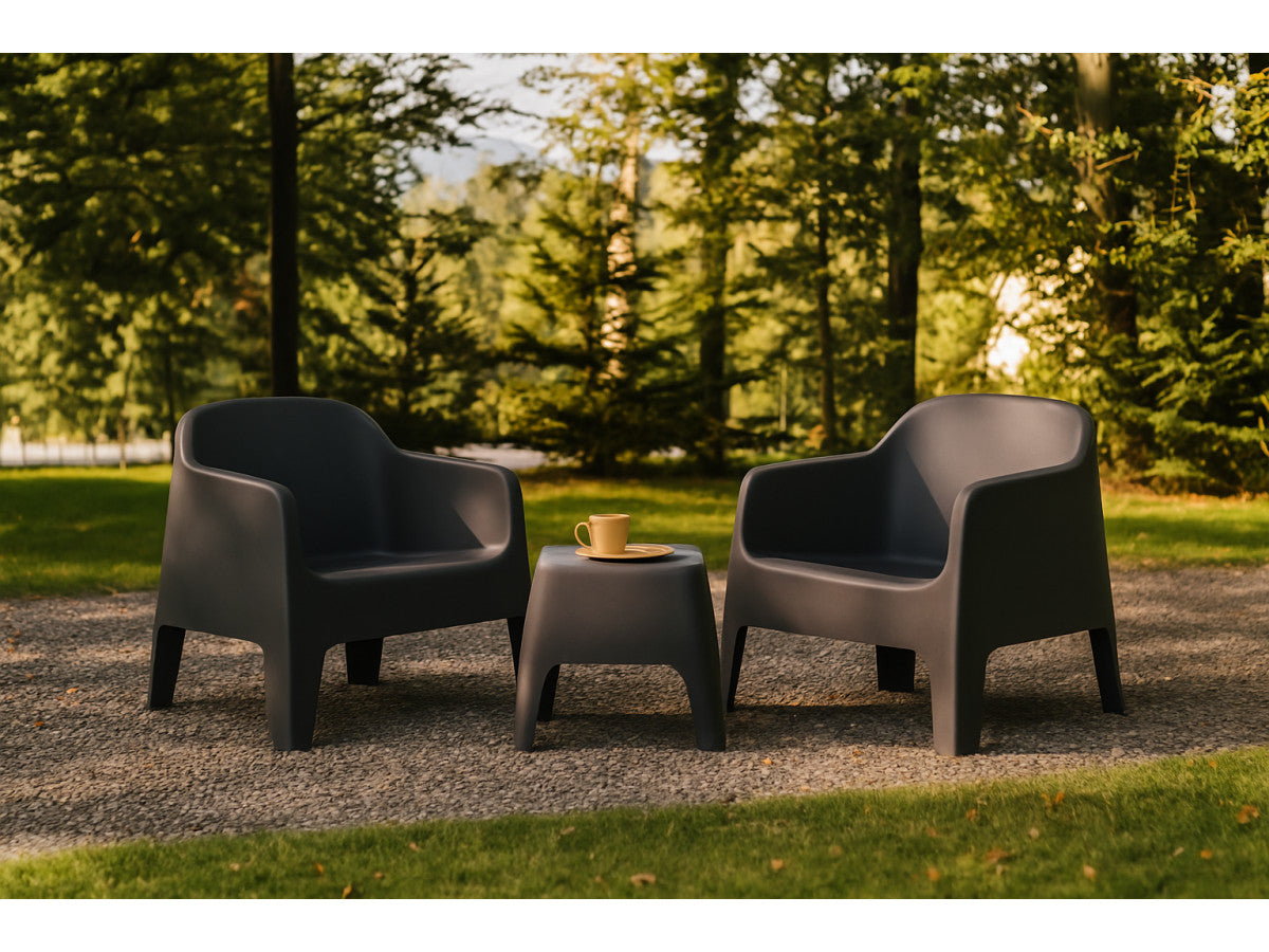 MILOS tuinmeubelset met vierkante salontafel van 49 cm + 2 fauteuils