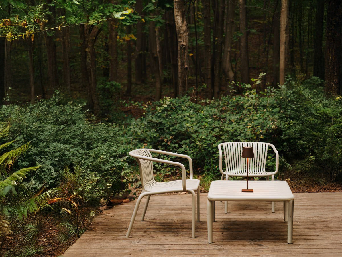 Salon de jardin RHODES avec table basse carrée 80 cm + 2 fauteuils