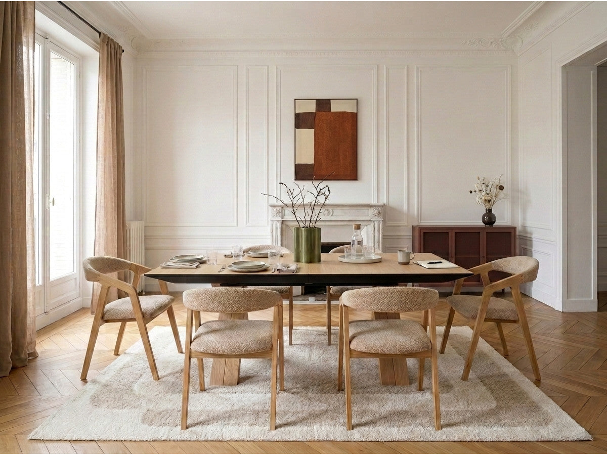Uitschuifbare eettafel 160 tot 356 cm MARTHA eiken
