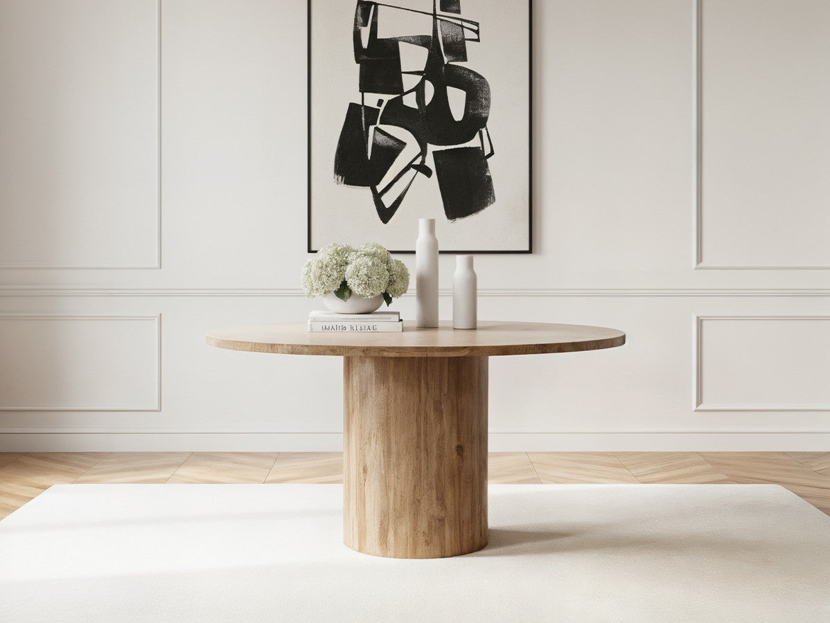 Ronde eettafel D.140 cm BOECIA naturel travertijn