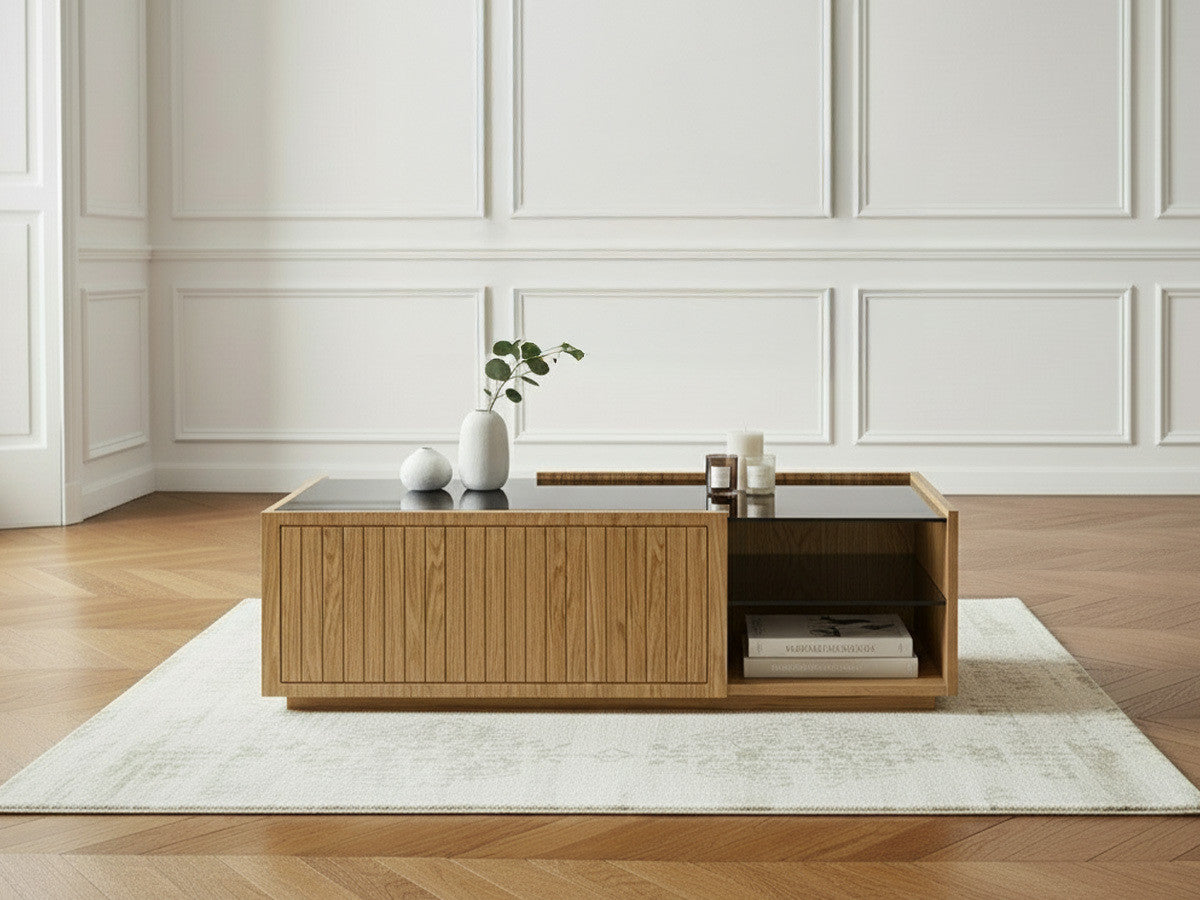 Table basse 100 cm THEMYS placage chêne massif