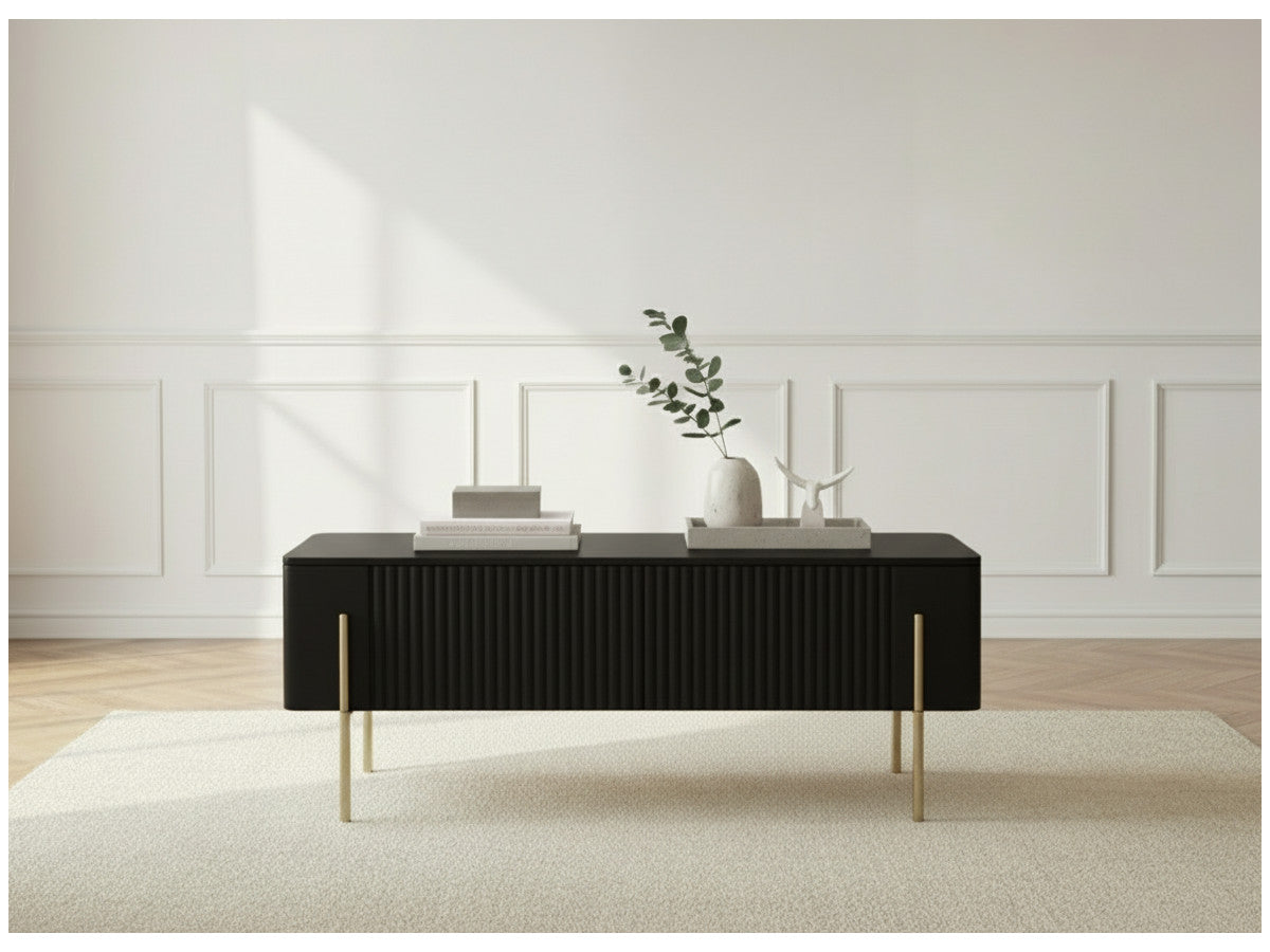 Table basse 2 tiroirs 100 cm MATHILDE pieds or