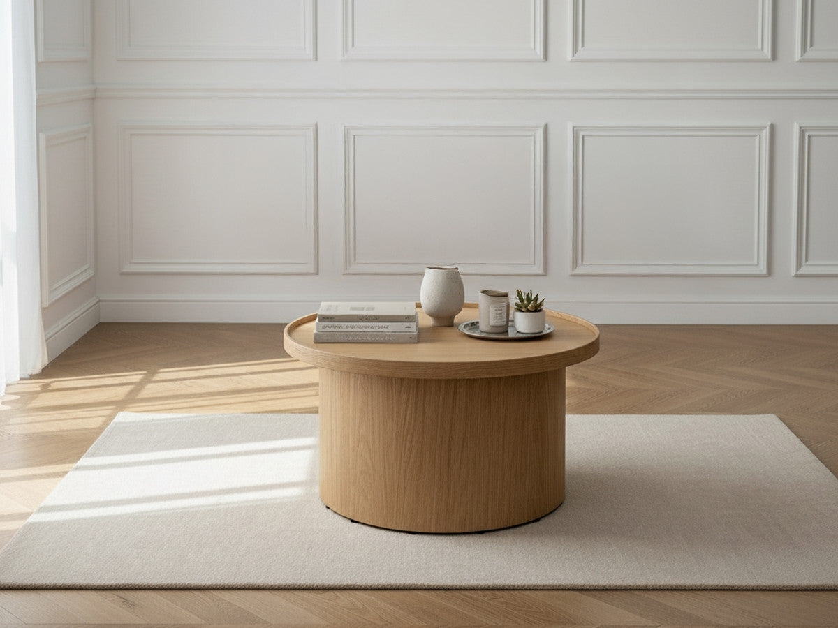 CASTELLANE salontafel D.60 cm massief eiken fineer