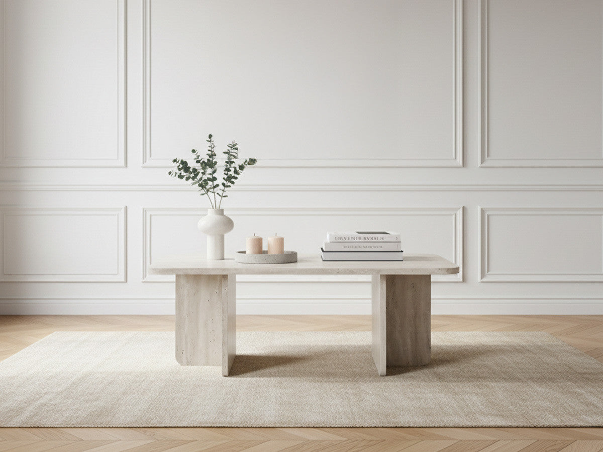 Rechthoekige salontafel 100 cm LECCE travertin effect