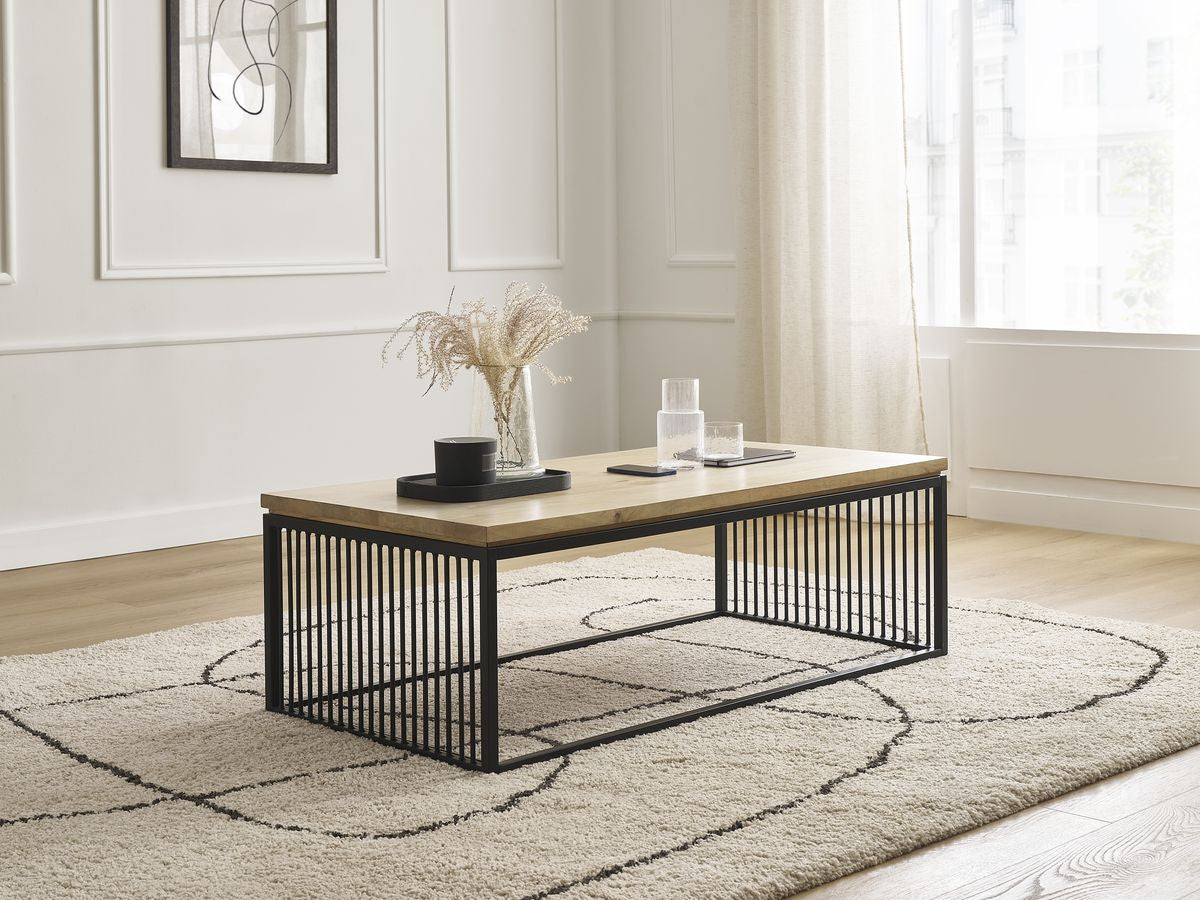 MARTIN rechthoekige salontafel 120 cm massief mangohout en metaal