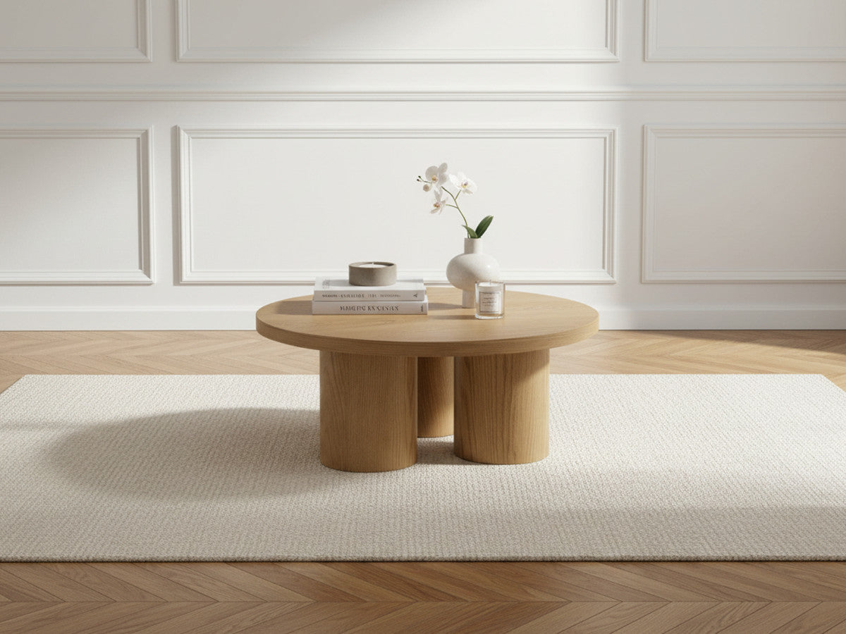 Table basse ronde D.100 cm AMANZA placage chêne massif