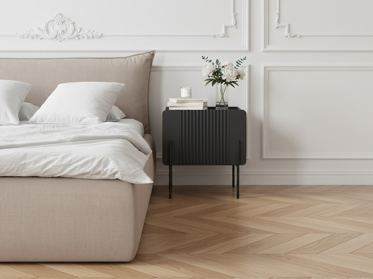 Table de chevet 1 tiroir MATHILDE pieds noir