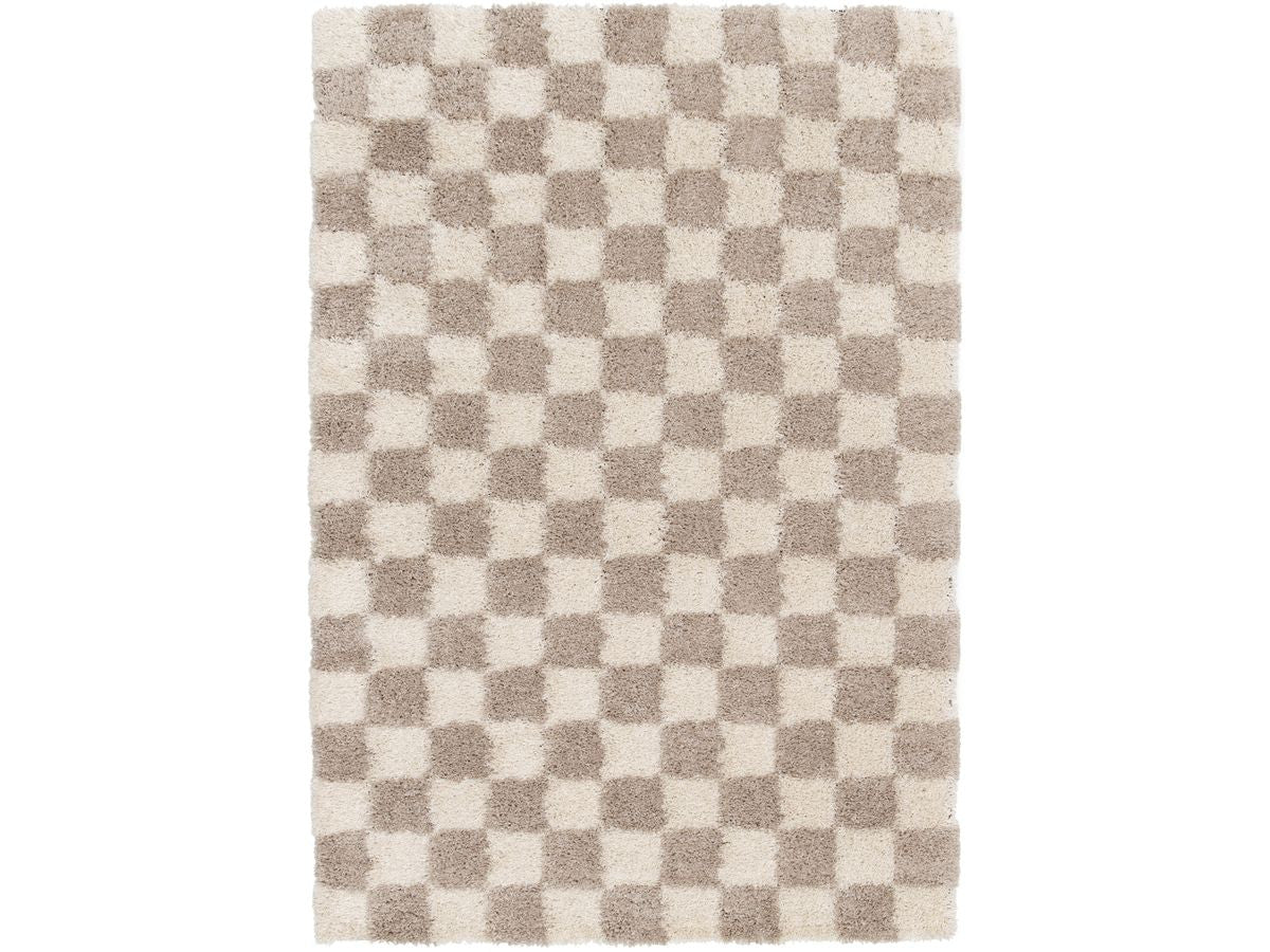 Tapis poils longs DAMIAN motifs damier