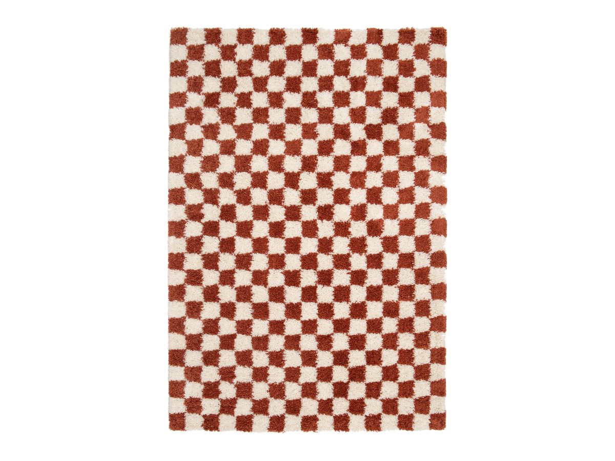 Tapis poils longs DAMIEN motifs damier