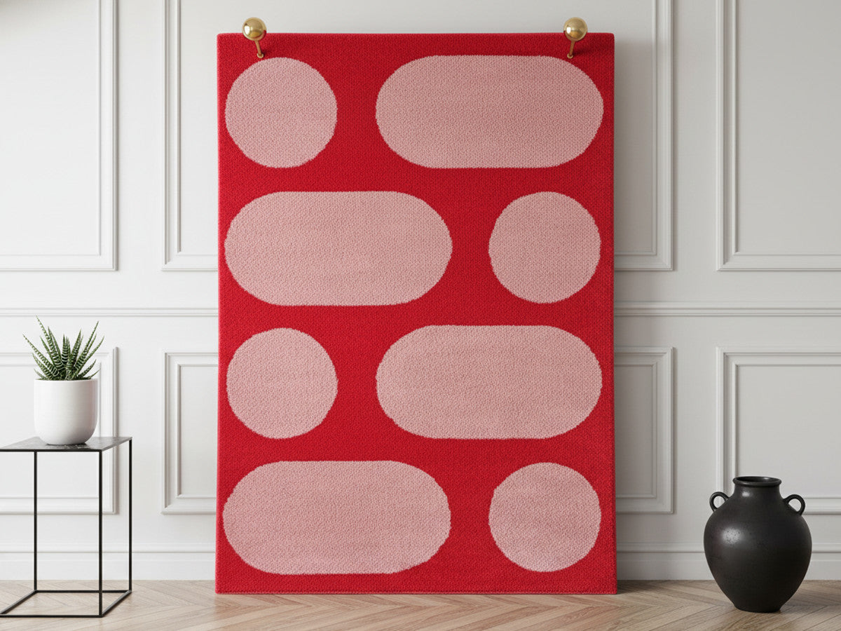 DANNY langpolig vloerkleed met retropatroon