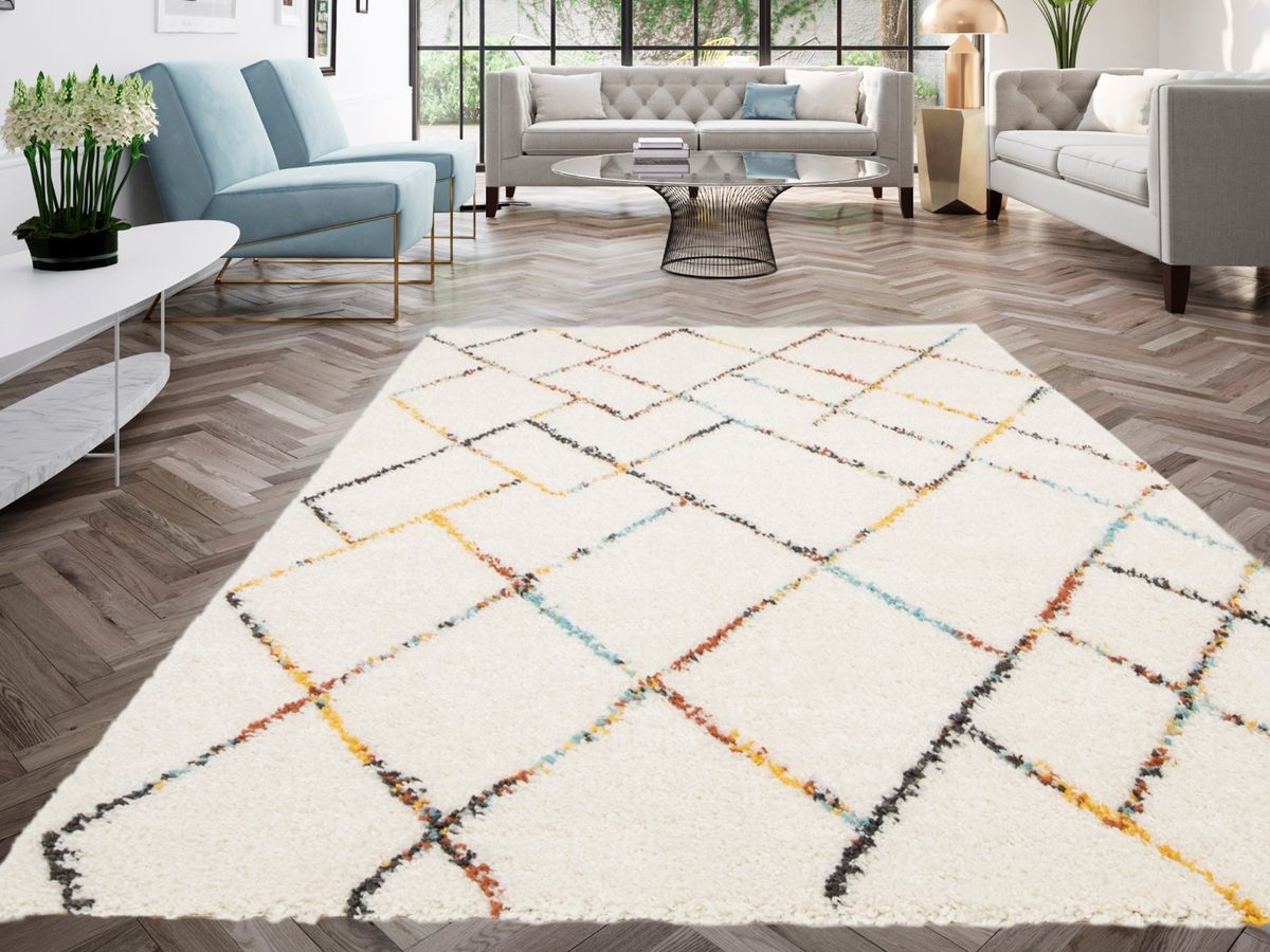 Tapis poils longs ELOISE motifs graphiques