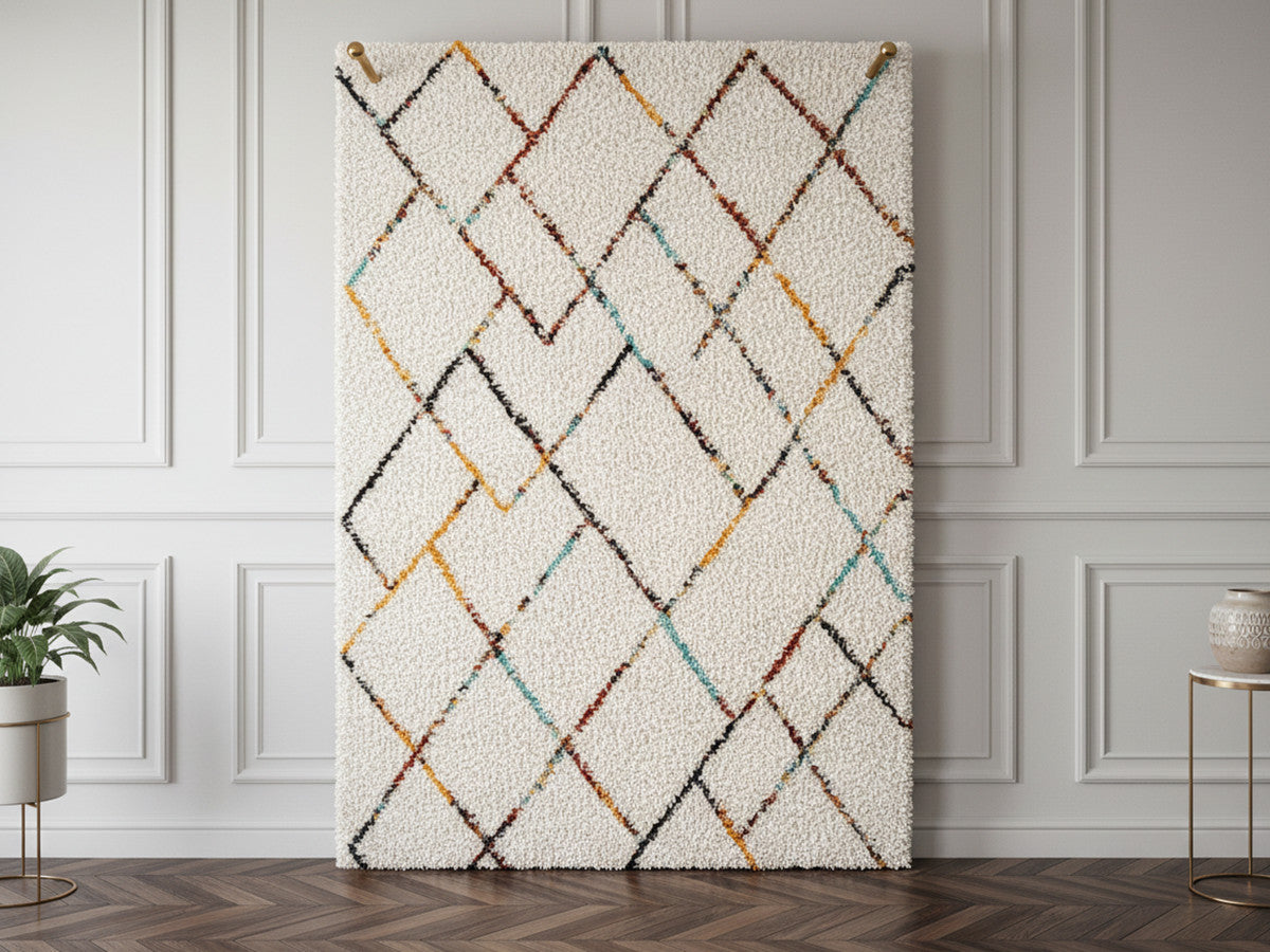 ELOISE langpolig vloerkleed met grafische patronen