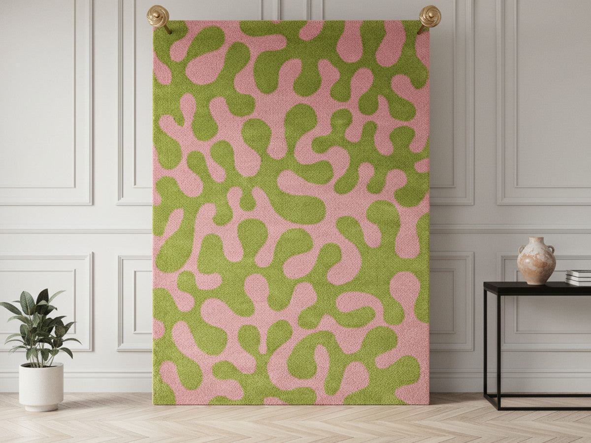 MARTY langpolig vloerkleed met retropatroon