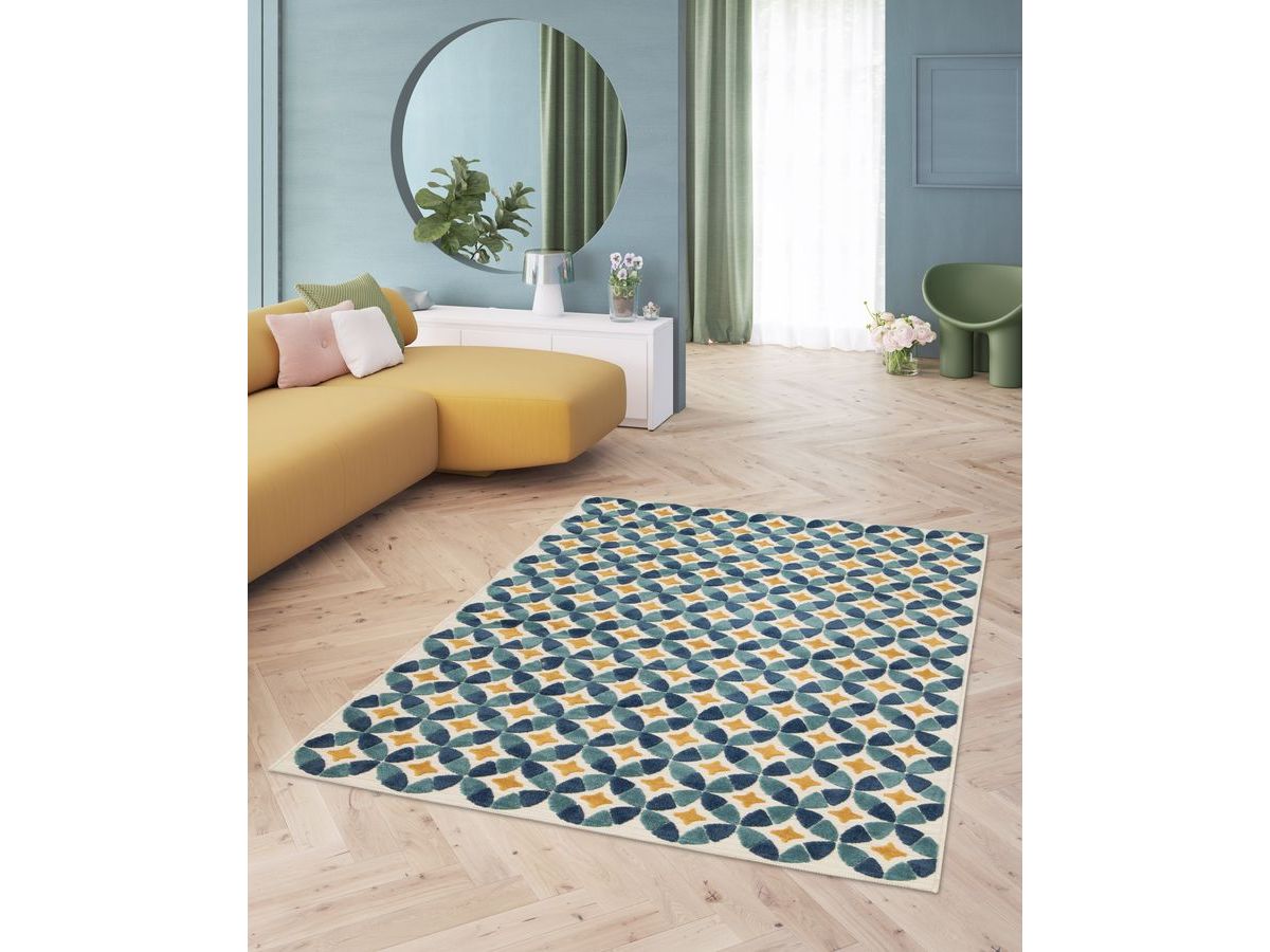 Tapis poils ras ISAURE motif abstrait