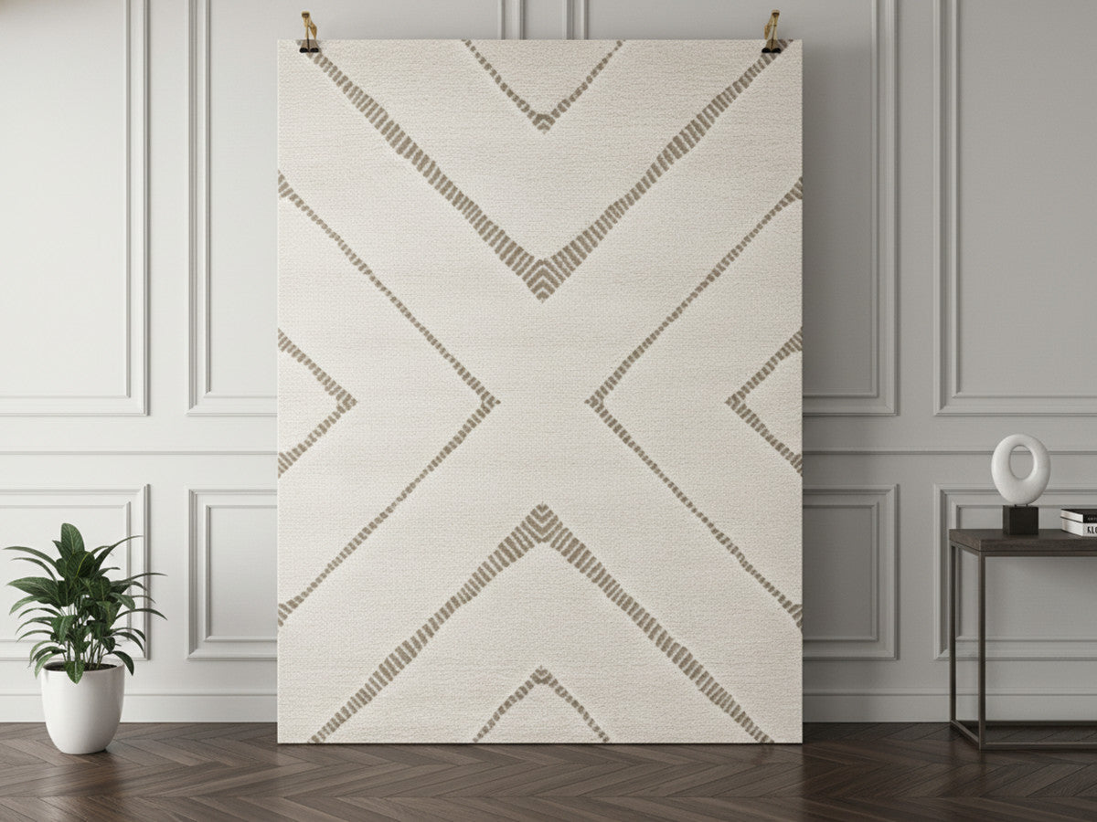 RACHIDA kortpolig vloerkleed met grafisch patroon