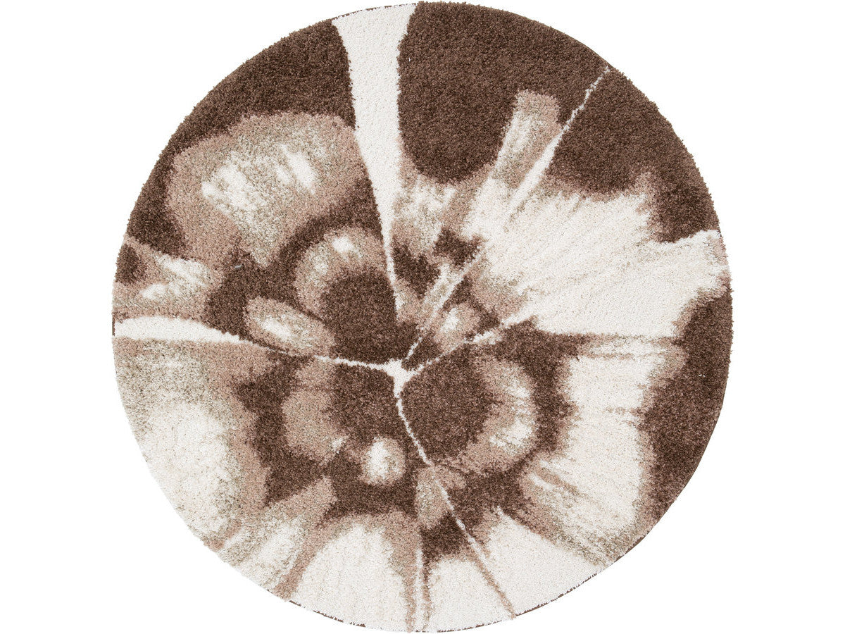 Tapis rond poils longs MOCCA motif abstrait