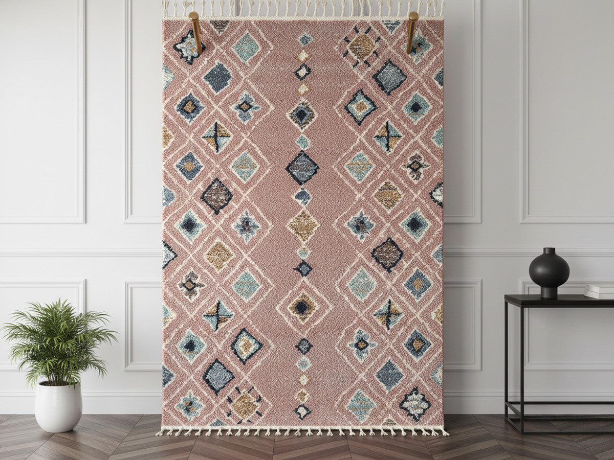 Tapis shaggy DELIA motif berbère
