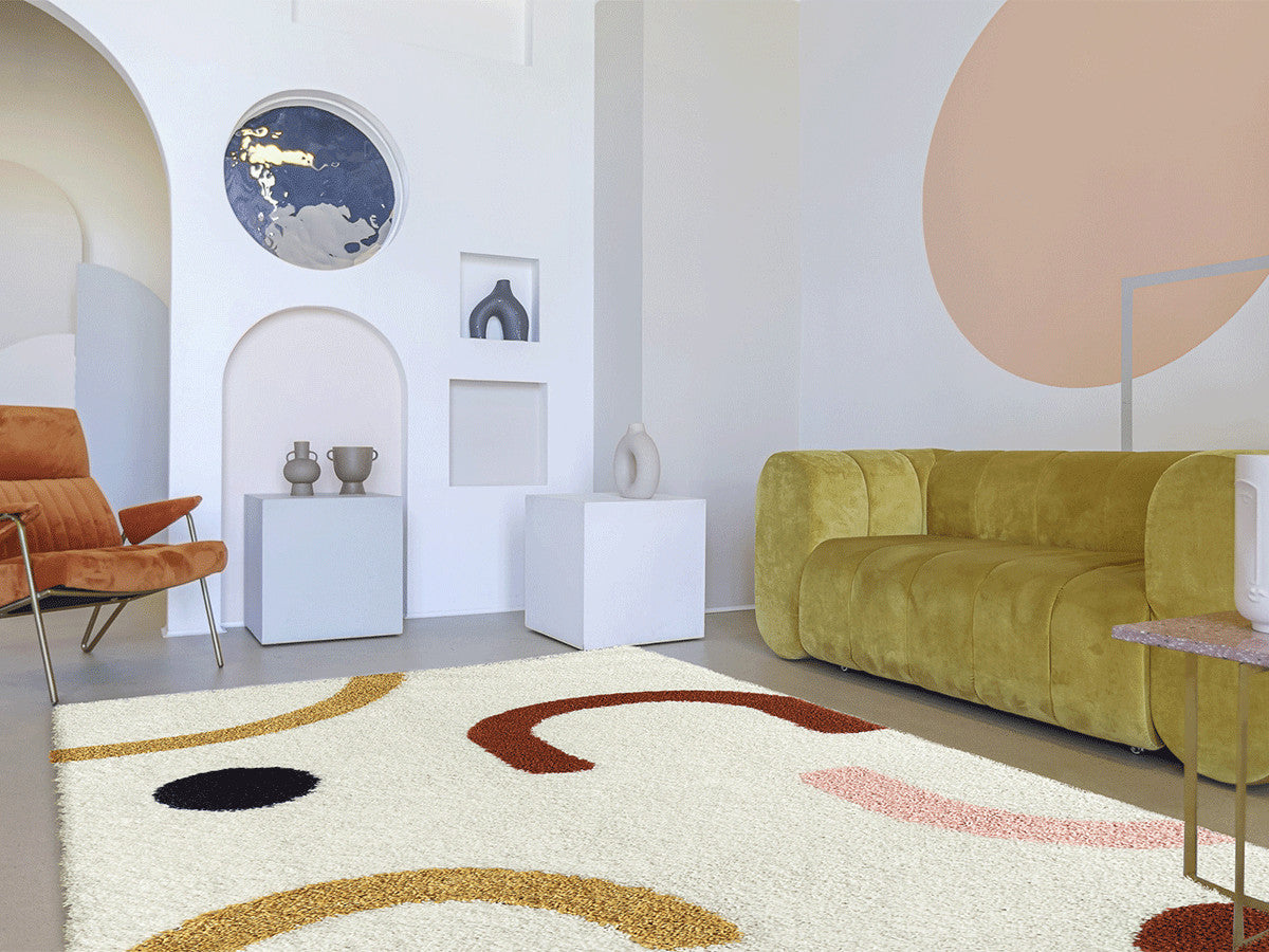 LOUNA shaggy vloerkleed met abstract patroon