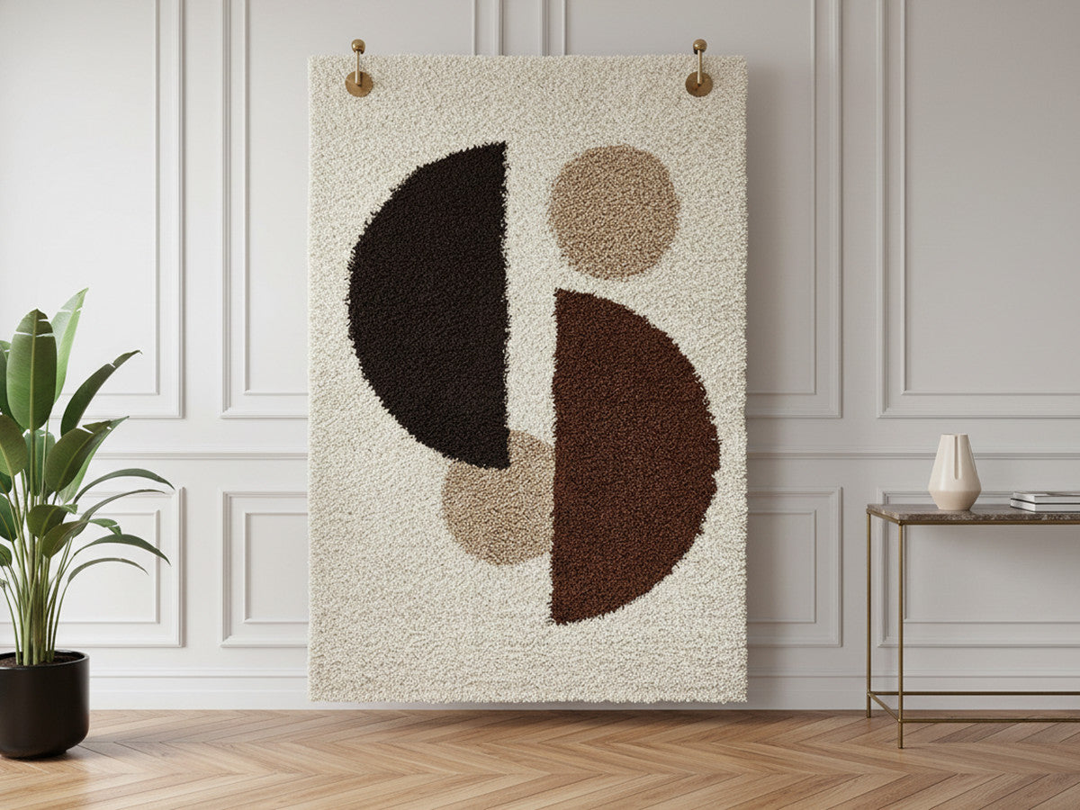 Tapis shaggy MEYLINE motif abstrait