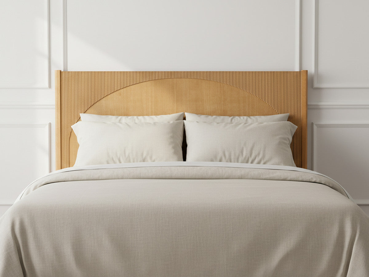 Tête de lit 165cm LOLA motif arrondi et placage frêne massif