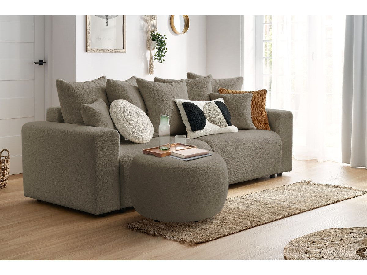 Pouf ENVY rond tissu bouclette doux