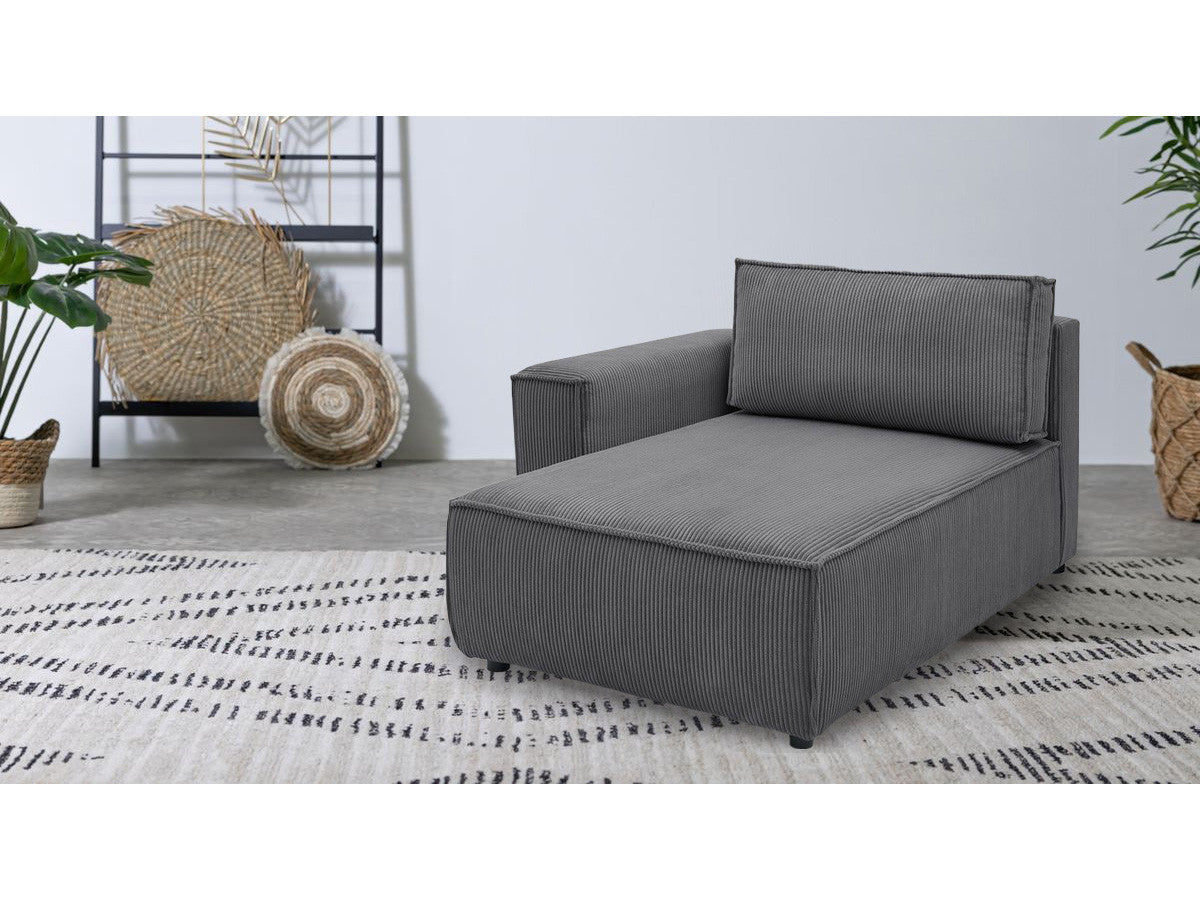 Chaise longue met armleuning voor NIHAD modulaire bank in corduroy stof