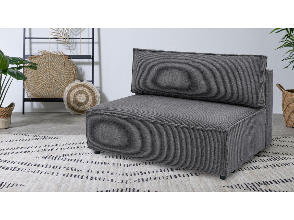 Chauffeuse 2 places sans accoudoir pour canapé modulable NIHAD tissu velours côtelé