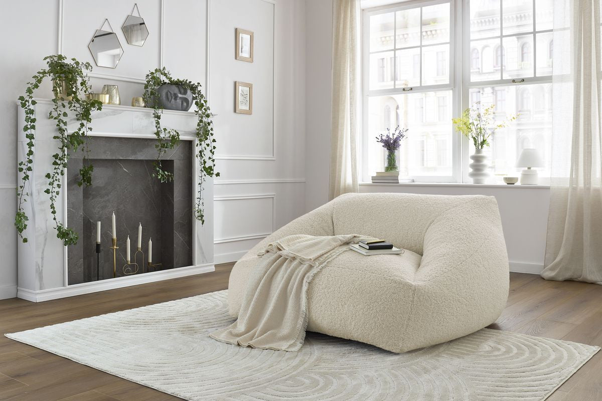 Pouf ultra moelleux LILIBET tissu bouclette