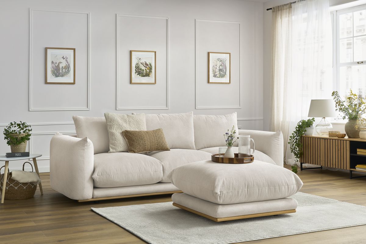 Canapé droit fixe 3 places ERNEST avec pouf