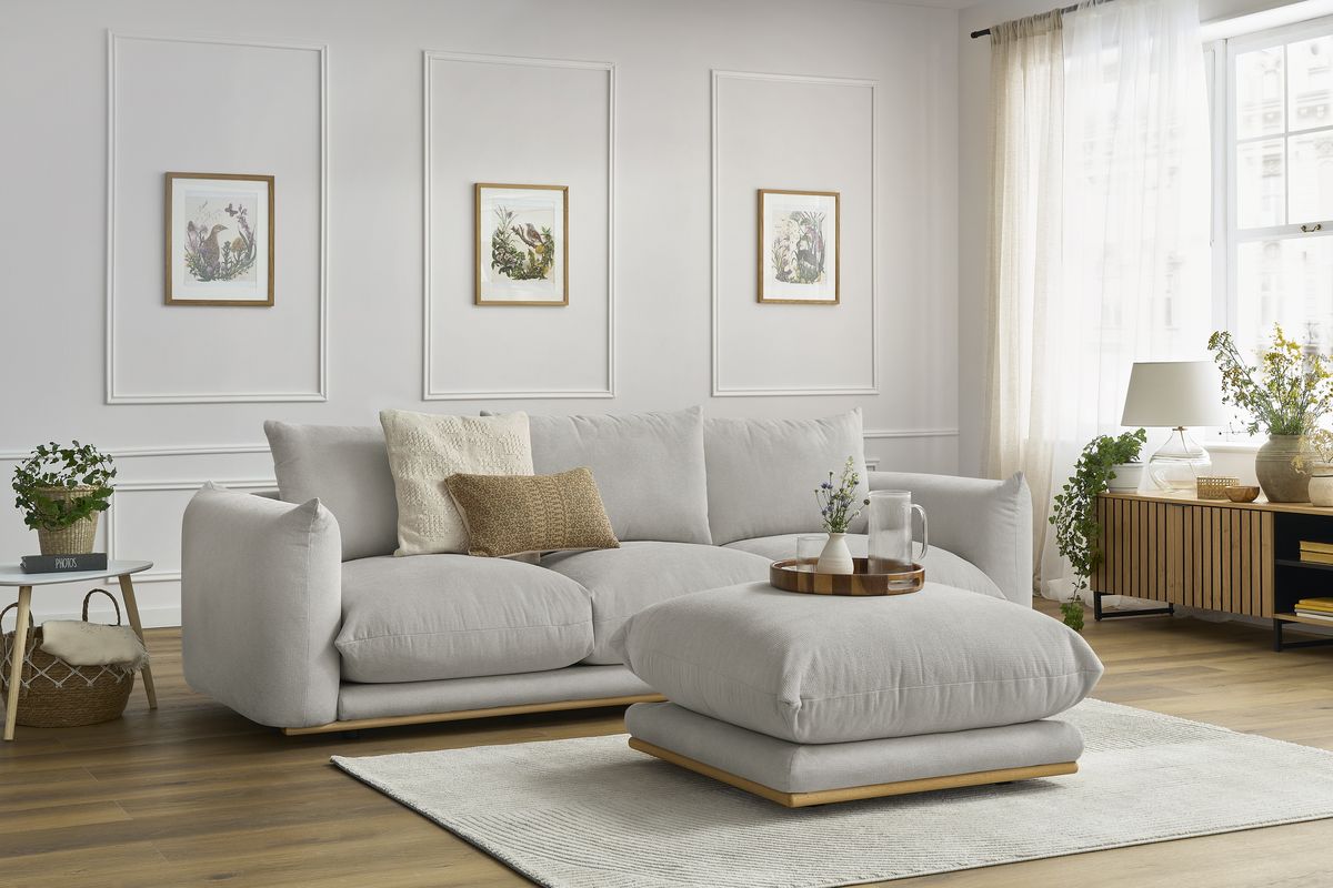 Canapé droit fixe 3 places ERNEST avec pouf